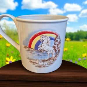 Vintage Unicorn Rainbow Mug - White Ceramic